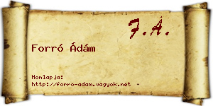 Forró Ádám névjegykártya